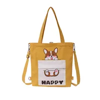 Women's Medium Canvas Animal Letter Basic Square Zipper Canvas Bag main image 5