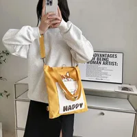 Women's Medium Canvas Animal Letter Basic Square Zipper Canvas Bag main image 2