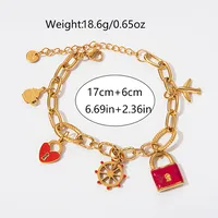 Sweet Heart Shape Lock 304 Stainless Steel 14K Gold Plated Bracelets In Bulk sku image 1