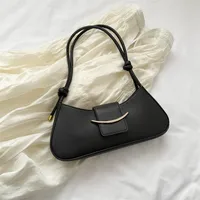 Women's Medium Pu Leather Solid Color Streetwear Pillow Shape Magnetic Buckle Underarm Bag sku image 1