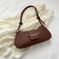 Women's Medium Pu Leather Solid Color Streetwear Pillow Shape Magnetic Buckle Underarm Bag sku image 3