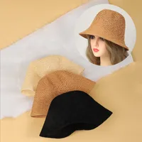 Women's Vacation Simple Style Solid Color Braid Wide Eaves Bucket Hat main image 10