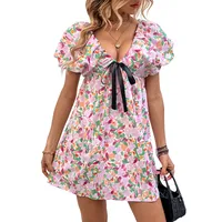 Women's Regular Dress Vacation V Neck Printing Short Sleeve Ditsy Floral Above Knee Holiday Daily Beach main image 2