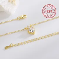 925 Sterling Silver Zircon Inlay Sun Star Heart Shape Pendant Necklace main image 6