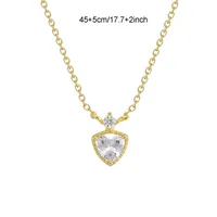 925 Sterling Silver Zircon Inlay Sun Star Heart Shape Pendant Necklace main image 9