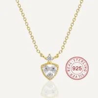 925 Sterling Silver Zircon Inlay Sun Star Heart Shape Pendant Necklace sku image 2