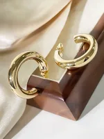 1 Pair Simple Style Artistic C Shape Copper 14K Gold Plated Ear Studs main image 3