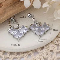 1 Pair Cute Heart Shape Inlay Copper Zircon Rose Gold Plated Ear Studs main image 7