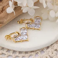 1 Pair Cute Heart Shape Inlay Copper Zircon Rose Gold Plated Ear Studs main image 5