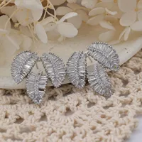 1 Pair Elegant Leaves Inlay Copper Zircon Rose Gold Plated Ear Studs main image 5
