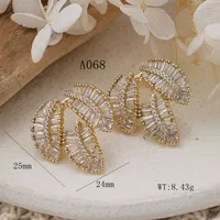 1 Pair Elegant Leaves Inlay Copper Zircon Rose Gold Plated Ear Studs main image 7