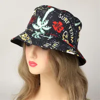 Women's Vacation Beach Animal Coconut Tree Fish Printing Wide Eaves Bucket Hat main image 3