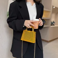 Women's Small PVC Solid Color Vintage Style Square Lock Clasp Crossbody Bag main image 2