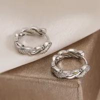 1 Pair Simple Style Commute Geometric Inlay Copper Zircon 18K Gold Plated White Gold Plated Earrings main image 2