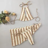 Women's Stripe 3 Pieces Set Bikinis Swimwear sku image 5