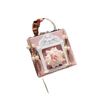 Women's Small Pu Leather Flower Streetwear Pearls Lock Clasp Shoulder Bag main image 2