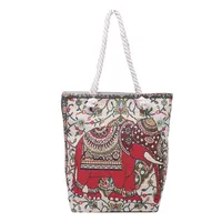 Women's Small Canvas Elephant Streetwear Square Zipper Square Bag main image 2