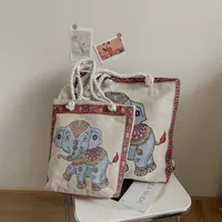 Women's Small Canvas Elephant Streetwear Square Zipper Square Bag main image 5