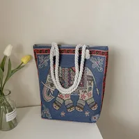 Women's Small Canvas Elephant Streetwear Square Zipper Square Bag sku image 1