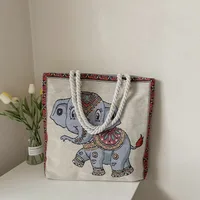 Women's Small Canvas Elephant Streetwear Square Zipper Square Bag sku image 2