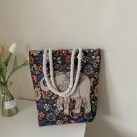 Women's Small Canvas Elephant Streetwear Square Zipper Square Bag sku image 4