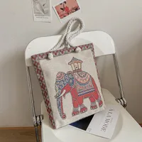 Women's Small Canvas Elephant Streetwear Square Zipper Square Bag sku image 10