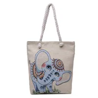 Women's Small Canvas Elephant Streetwear Square Zipper Square Bag sku image 9