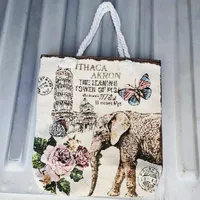 Women's Small Canvas Elephant Streetwear Square Zipper Square Bag sku image 7