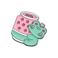 Cartoon Style Cute Animal Cartoon Frog Alloy Stamping Stoving Varnish Plating Unisex Cartoon Pinback Badge Brooches Collar Pin sku image 75