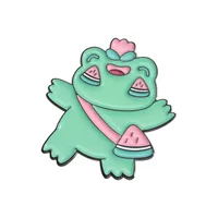 Cartoon Style Cute Animal Cartoon Frog Alloy Stamping Stoving Varnish Plating Unisex Cartoon Pinback Badge Brooches Collar Pin sku image 76