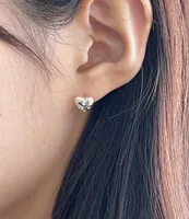 1 Pair Casual Korean Style Heart Shape Plating Inlay Sterling Silver Zircon Ear Studs main image 5