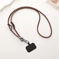 Simple Style Solid Color Pu Leather Knitting Chain Mobile Phone Chain sku image 2