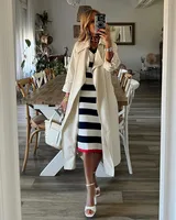 Women's Sheath Dress Streetwear V Neck Printing Sleeveless Stripe Midi Dress Daily main image 3