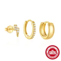 3 Pieces Set Simple Style Geometric Plating Inlay Sterling Silver Turquoise Zircon Earrings sku image 11