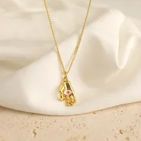 Copper 18K Gold Plated IG Style Simple Style Inlay Gesture Heart Shape Wings Zircon Pendant Necklace main image 6