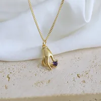 Copper 18K Gold Plated IG Style Simple Style Inlay Gesture Heart Shape Wings Zircon Pendant Necklace main image 5