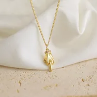 Copper 18K Gold Plated IG Style Simple Style Inlay Gesture Heart Shape Wings Zircon Pendant Necklace main image 3