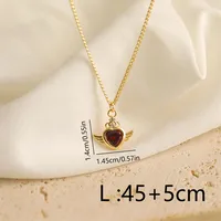 Copper 18K Gold Plated IG Style Simple Style Inlay Gesture Heart Shape Wings Zircon Pendant Necklace sku image 1