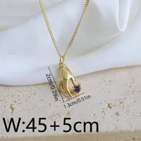 Copper 18K Gold Plated IG Style Simple Style Inlay Gesture Heart Shape Wings Zircon Pendant Necklace sku image 2