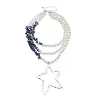 Retro Ethnic Style Star Artificial Pearl Alloy Turquoise Beaded Women's Three Layer Necklace sku image 4