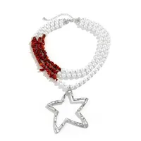 Retro Ethnic Style Star Artificial Pearl Alloy Turquoise Beaded Women's Three Layer Necklace sku image 2