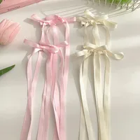 Ballet Style Double Bow Barrettes Korean Long Streamer Sweet Ribbon Braided Hair Headwear Versatile Multi-Color Hairpin main image 5