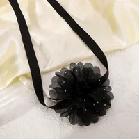 Wholesale Jewelry Simple Style Classic Style Flower Gauze Rhinestones Inlay Choker main image 3