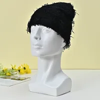 Unisex Hip-Hop Color Block Plush Eaveless Wool Cap main image 3