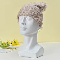 Unisex Hip-Hop Color Block Plush Eaveless Wool Cap main image 2