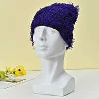 Unisex Hip-Hop Color Block Plush Eaveless Wool Cap sku image 8