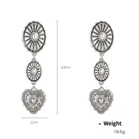 1 Pair Retro Heart Shape Inlay Zinc Alloy Turquoise Drop Earrings sku image 3