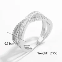 Sterling Silver Rose Gold Plated White Gold Plated Elegant Inlay Cross Zircon Rings sku image 2
