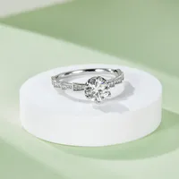 1.0ct 925 Sterling Silver Moissanite Round Rings main image 7