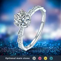 1.0ct 925 Sterling Silver Moissanite Round Rings main image 2